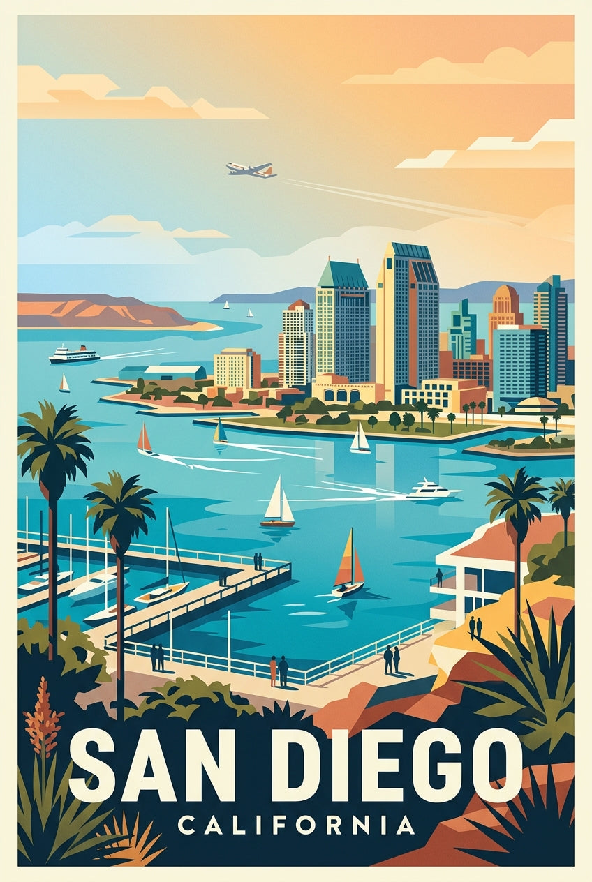 Affiche de San Diego, poster marina californienne