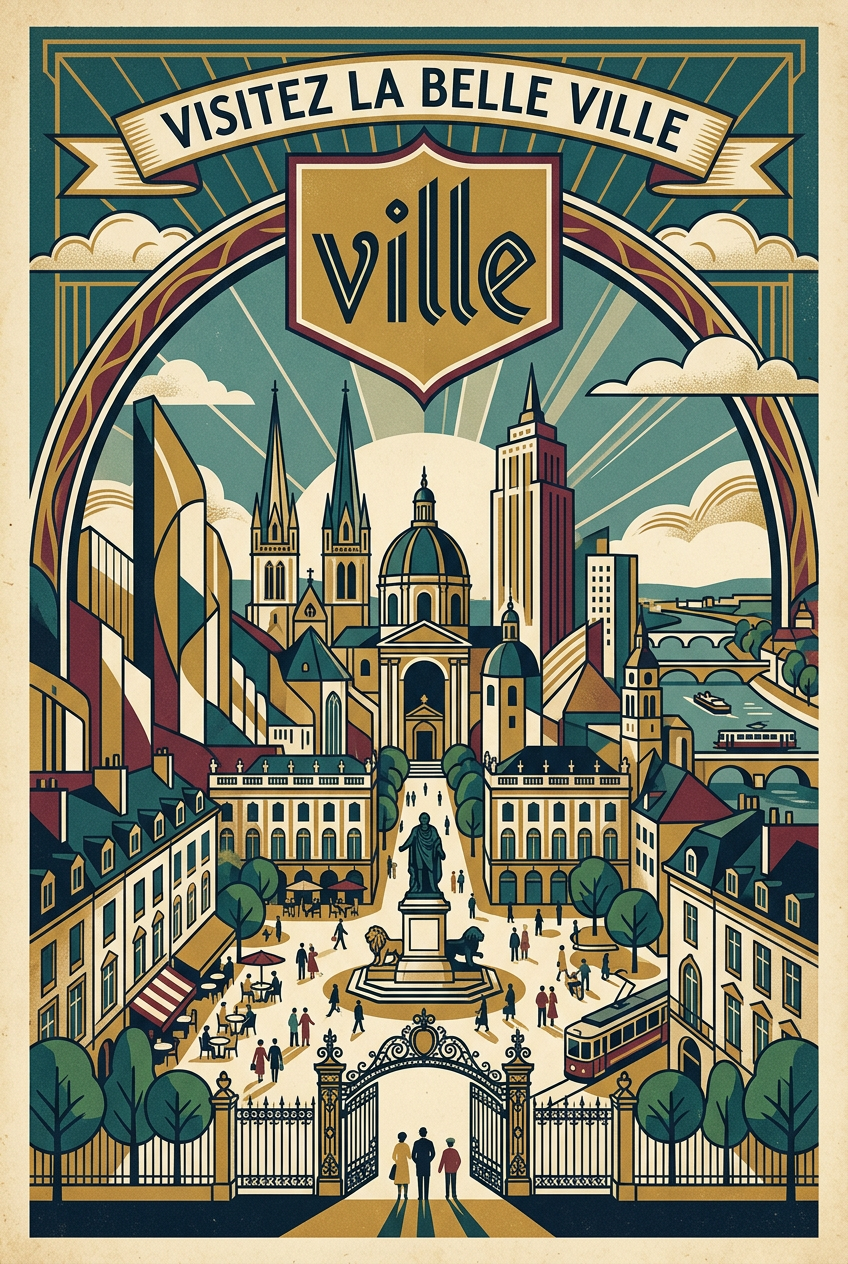 Affiche de ville vintage, décor urbain | Afich