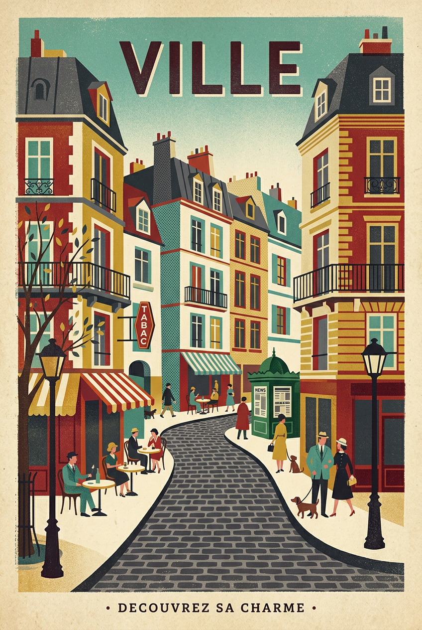 Affiche Paris vintage, poster rue de Paris | Afich