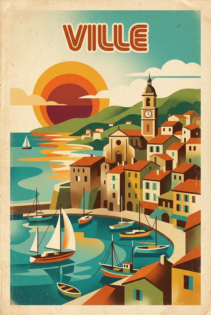 Affiche de Ville vintage, poster bord de mer | Afich