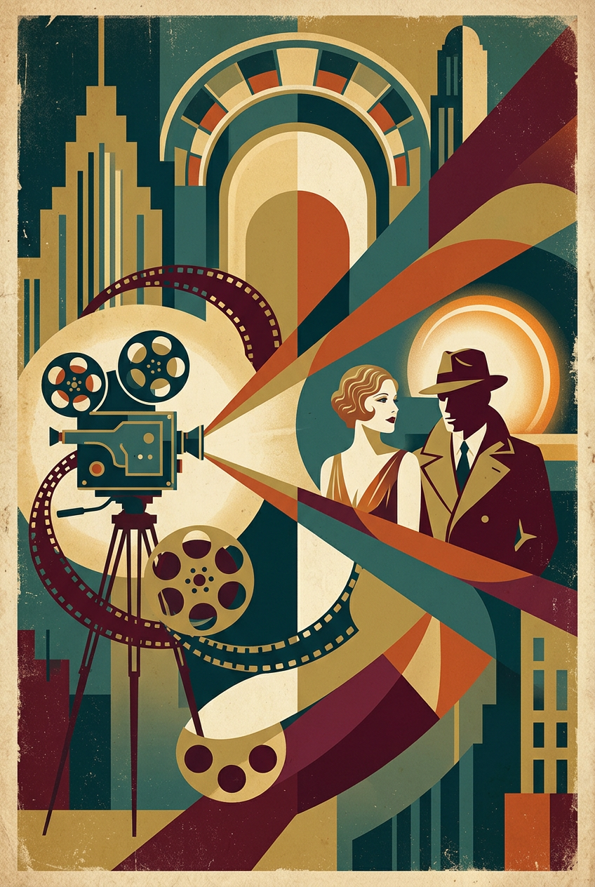 Affiche cinéma vintage, poster style Art Déco