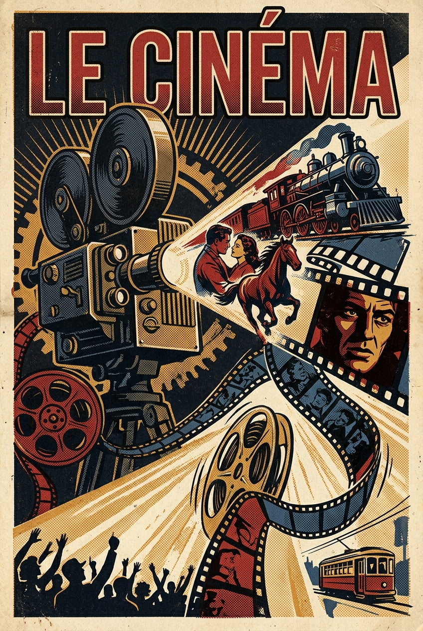 Affiche du Cinéma, poster caméra rétro | Afich