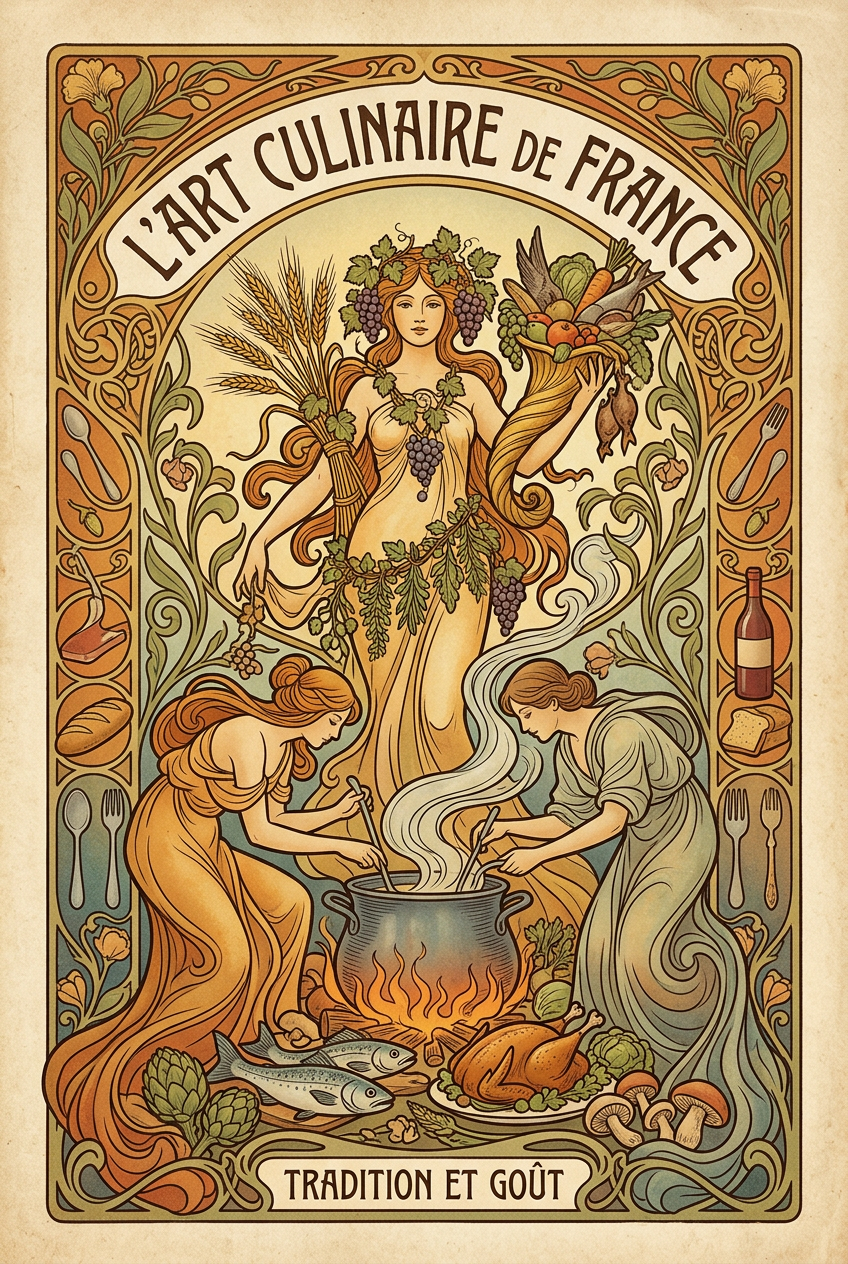Affiche l'Art culinaire de France, poster Art Nouveau