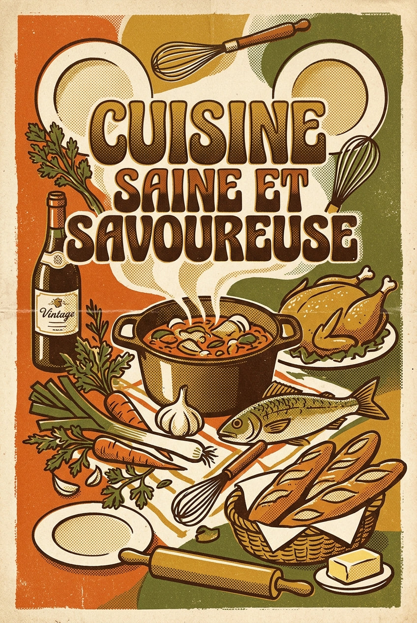 Poster Cuisine saine et savoureuse vintage | Afich