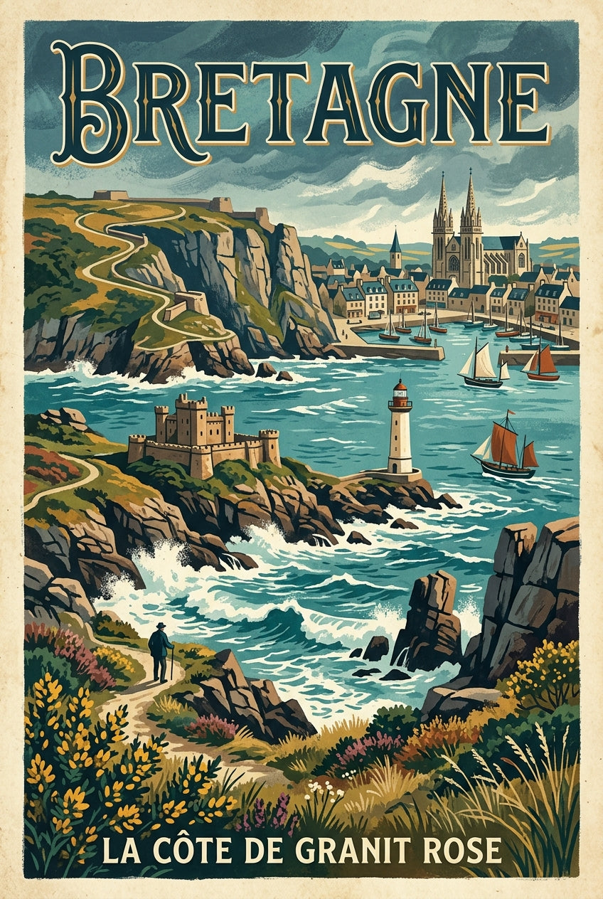 Affiche de la Côte de Granit Rose, poster Bretagne | Afich