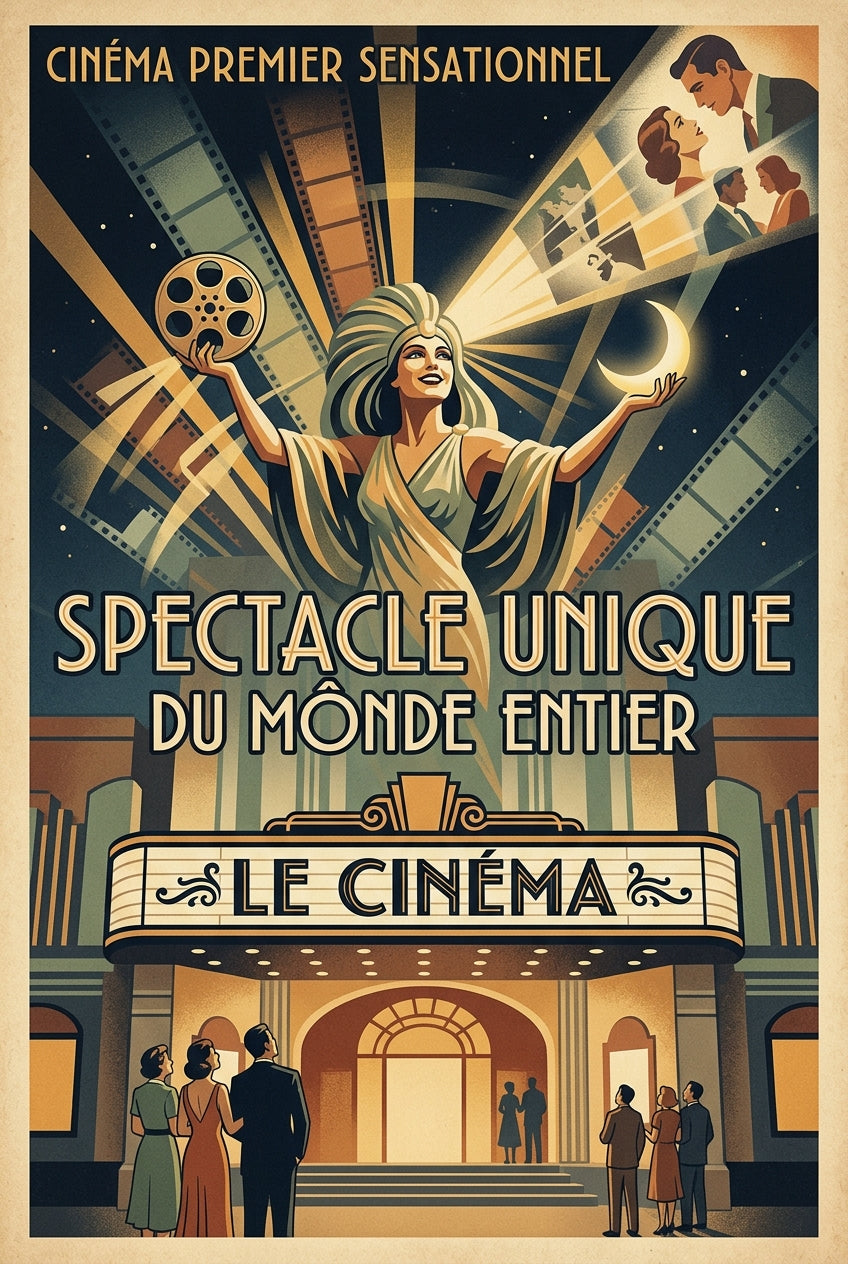 Affiche du Cinéma vintage, style Art Déco | Afich