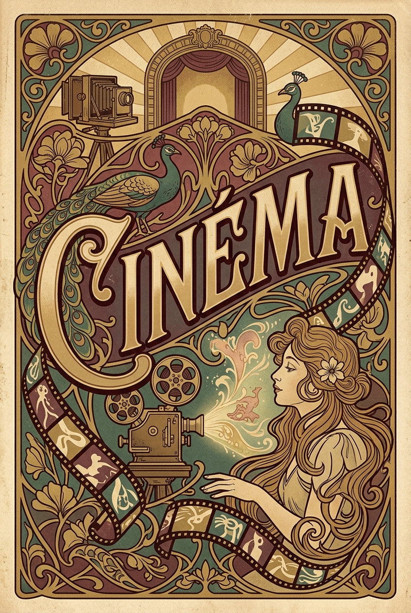 Poster Cinéma vintage, style Art Nouveau | Afich