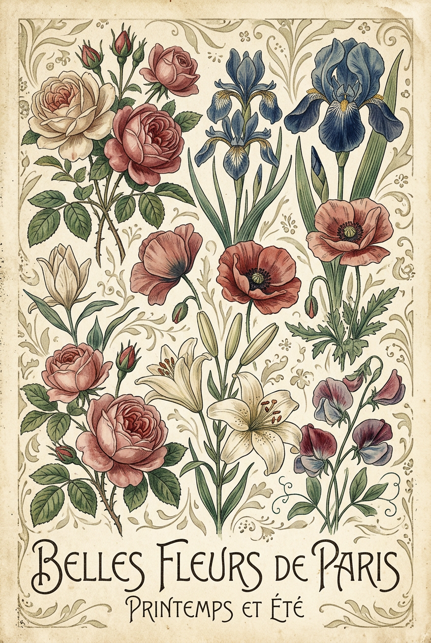 Affiche de fleurs de Paris, style vintage | Afich