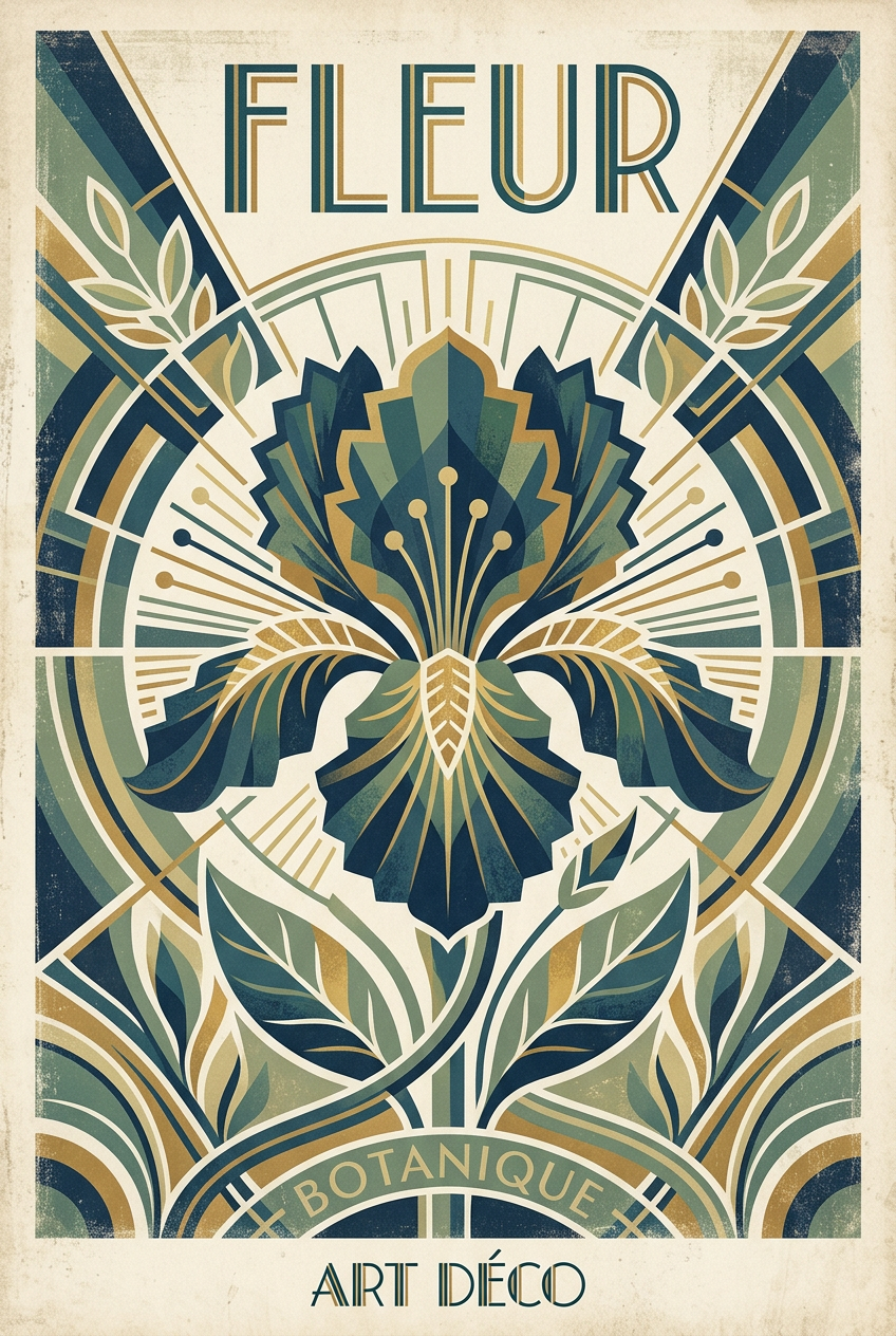 Affiche Fleur Art Déco, poster botanique | Afich
