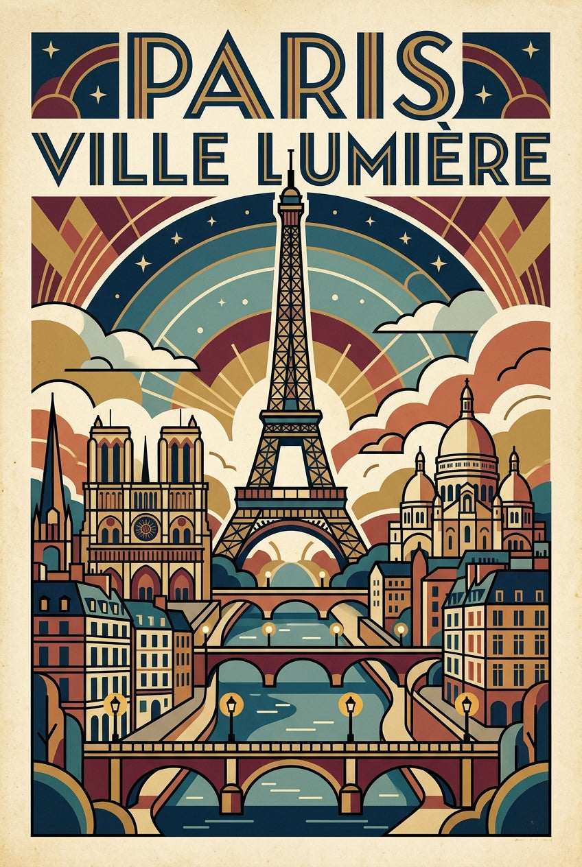 Affiche de Paris, Ville Lumière vintage | Afich
