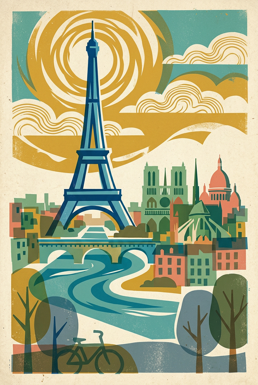 Affiche Paris, poster Tour Eiffel vintage | Afich