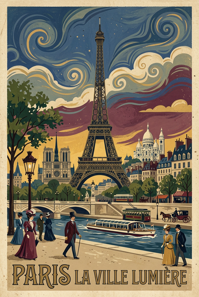 Affiche de Paris vintage, poster Ville Lumière | Afich