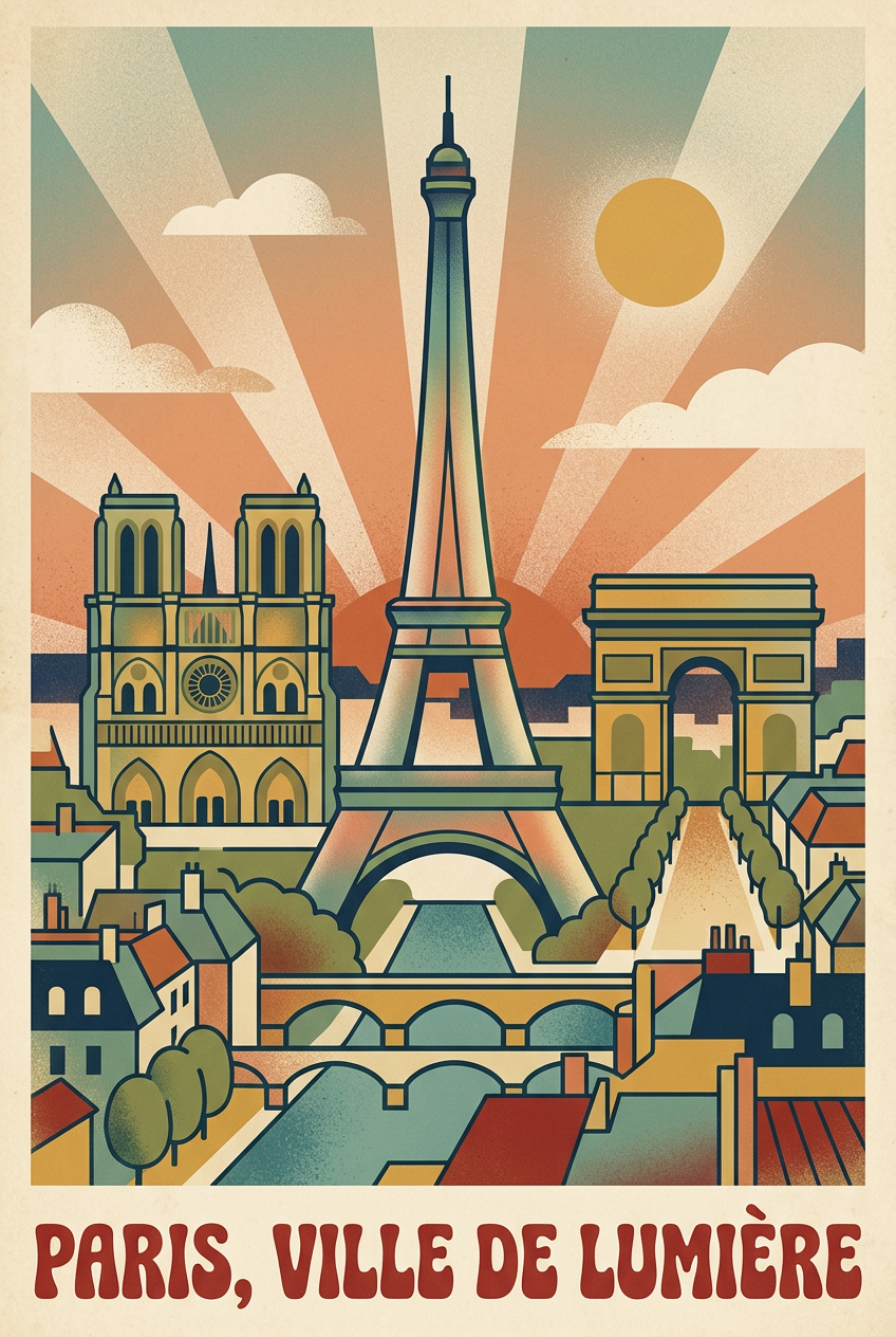 Affiche de Paris vintage, poster monuments | Afich