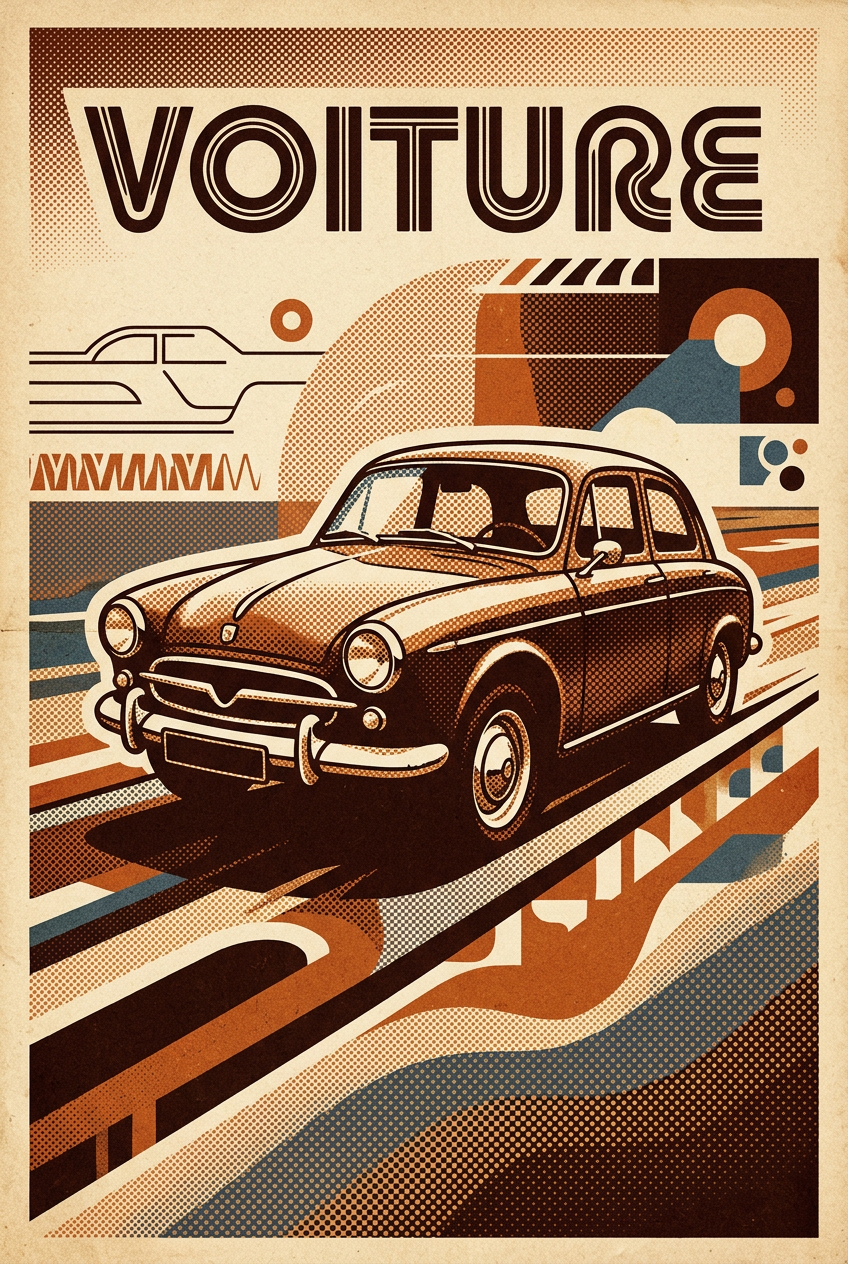 Affiche de voiture vintage, style graphique | Afich