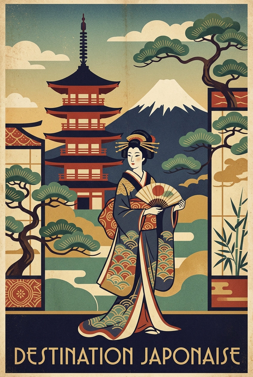 Affiche Japon vintage, poster Mont Fuji | Afich