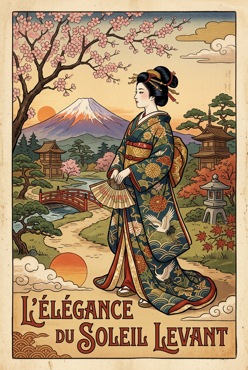 Poster du Soleil Levant, Japon vintage | Afich