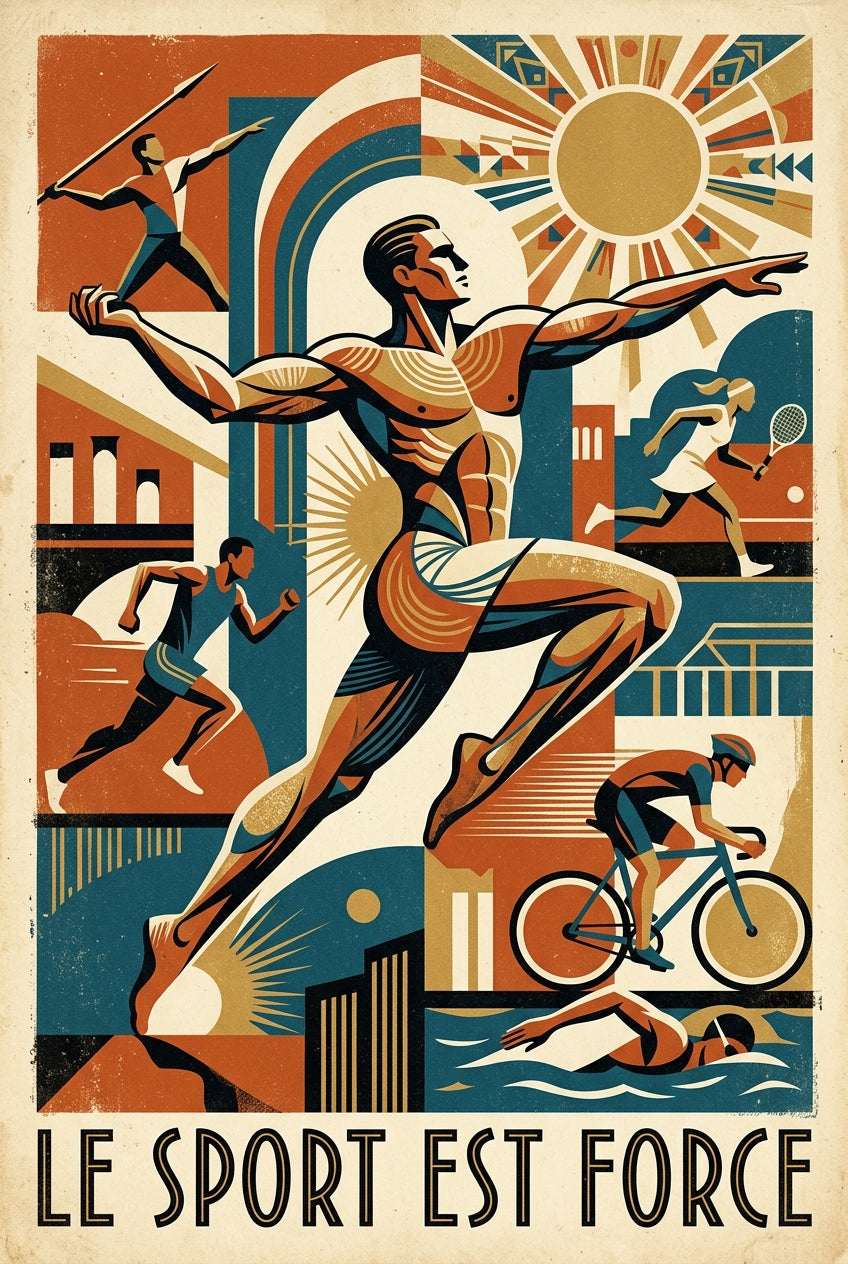 Affiche Le sport est force, style vintage | Afich