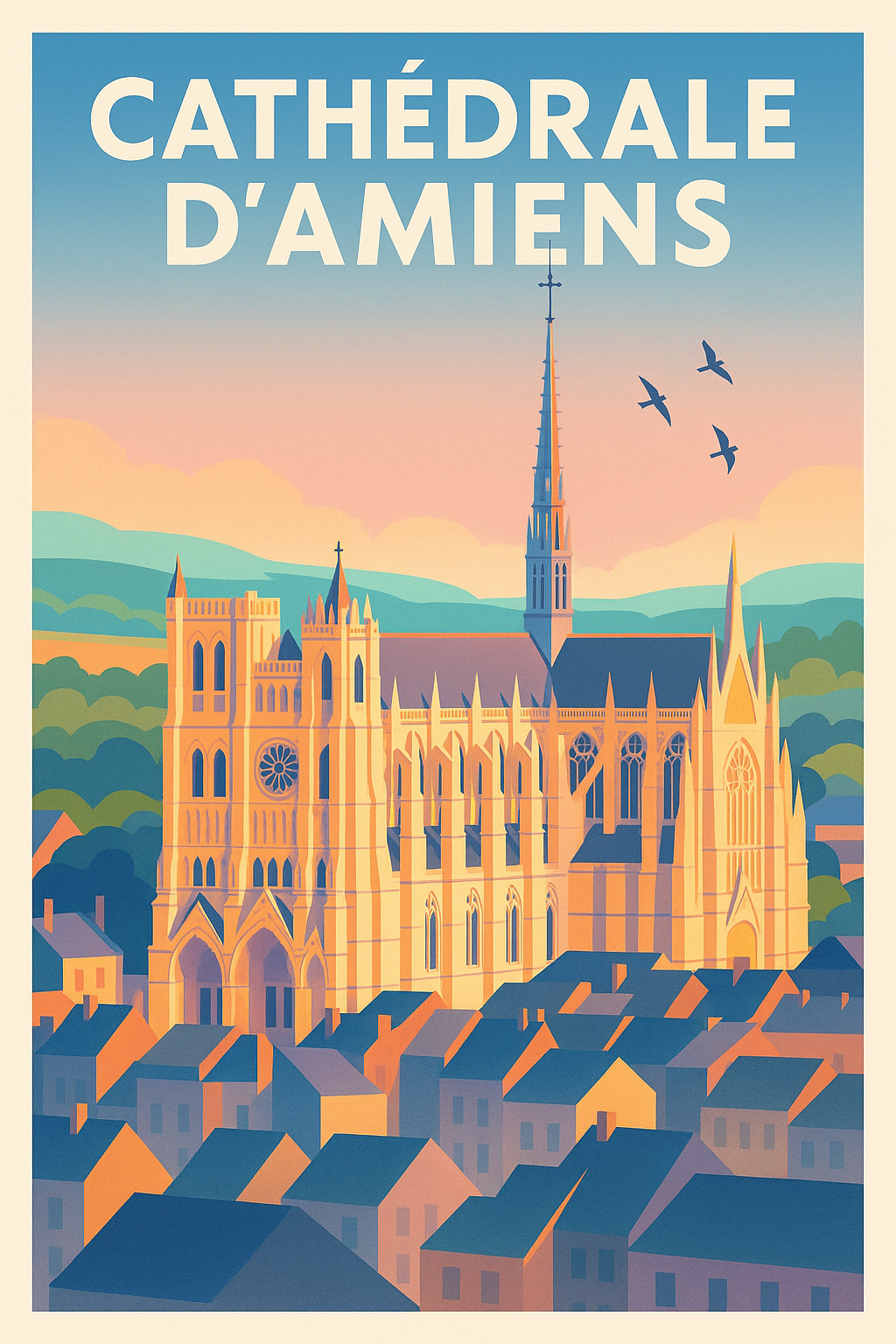 Affiche de Cathédrale d'Amiens - La splendeur du gothique au coucher du soleil