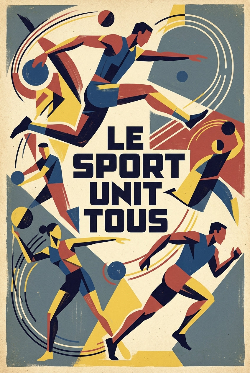 Affiche Le Sport Unit Tous, style géométrique | Afich