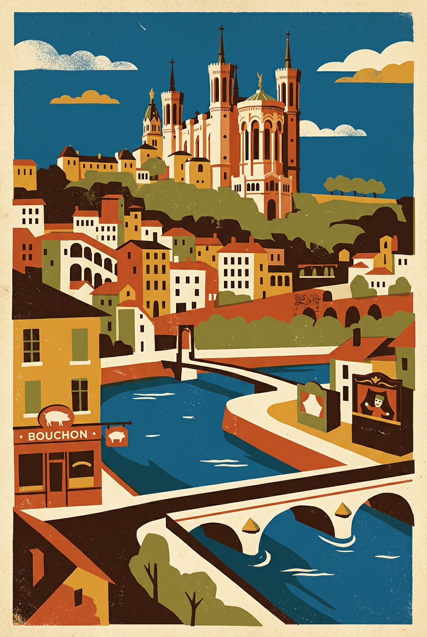 Affiche de Lyon, poster vintage Fourvière | Afich
