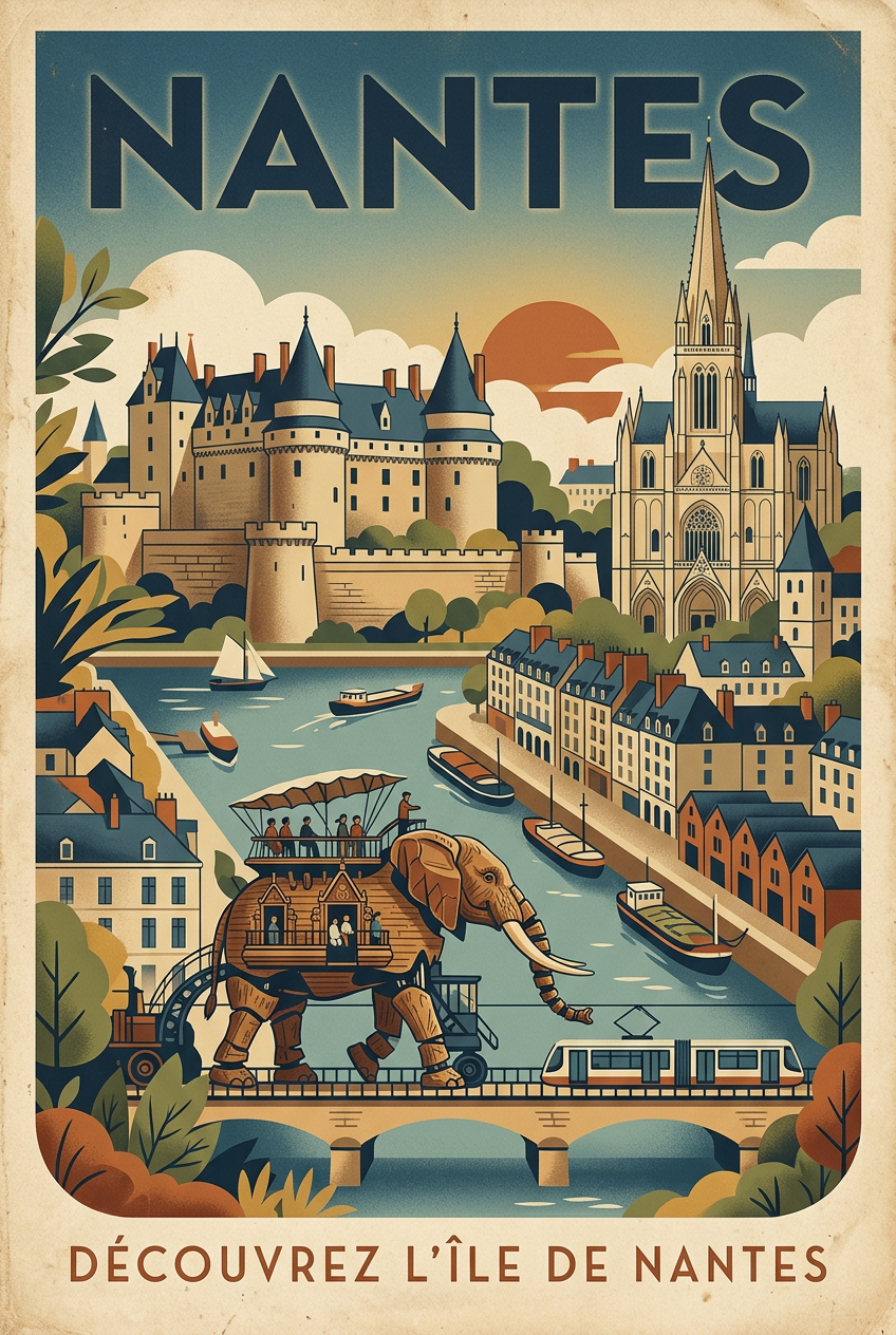 Affiche de Nantes, l'éléphant vintage | Afich