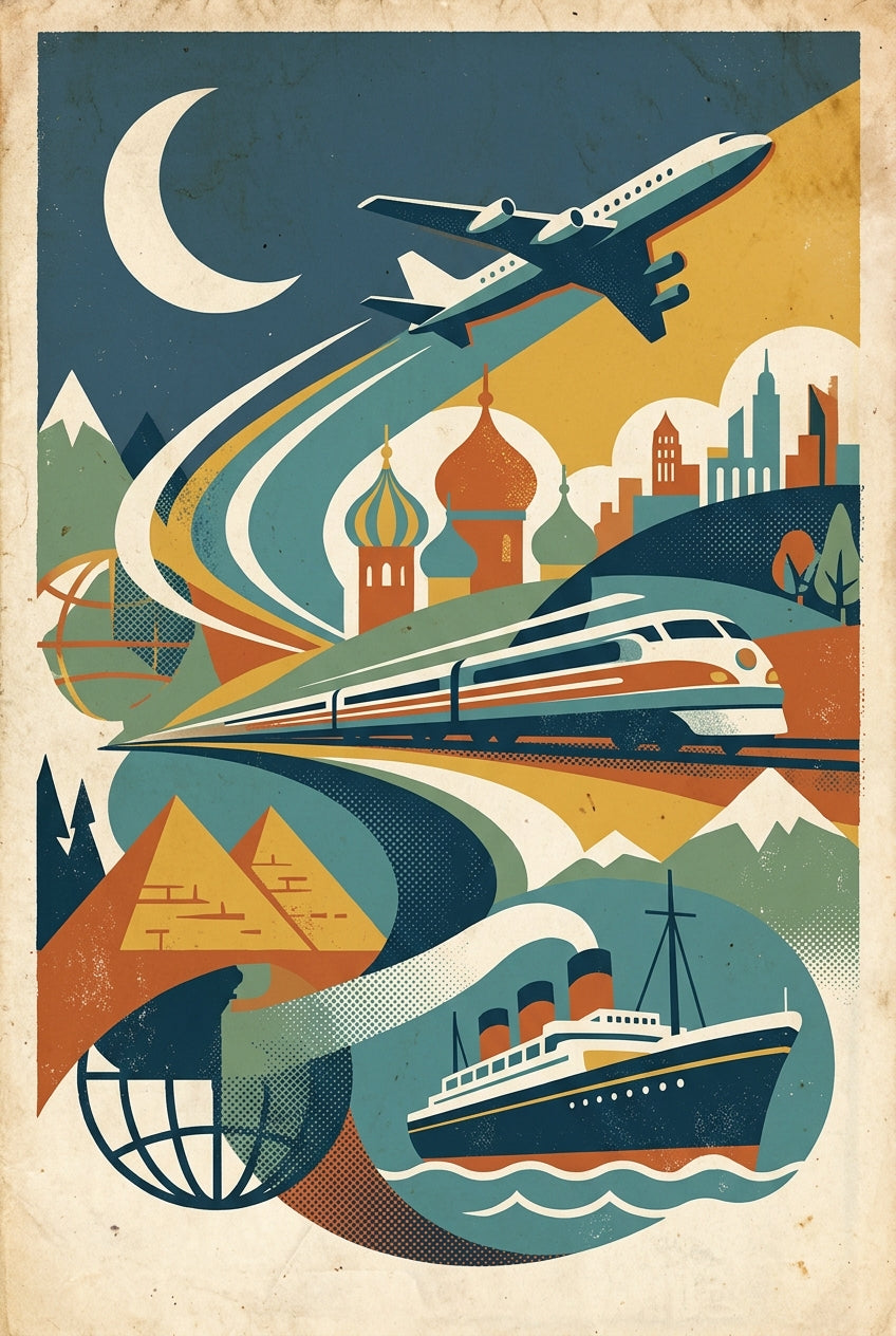 Affiche voyage vintage, tour du monde | Afich