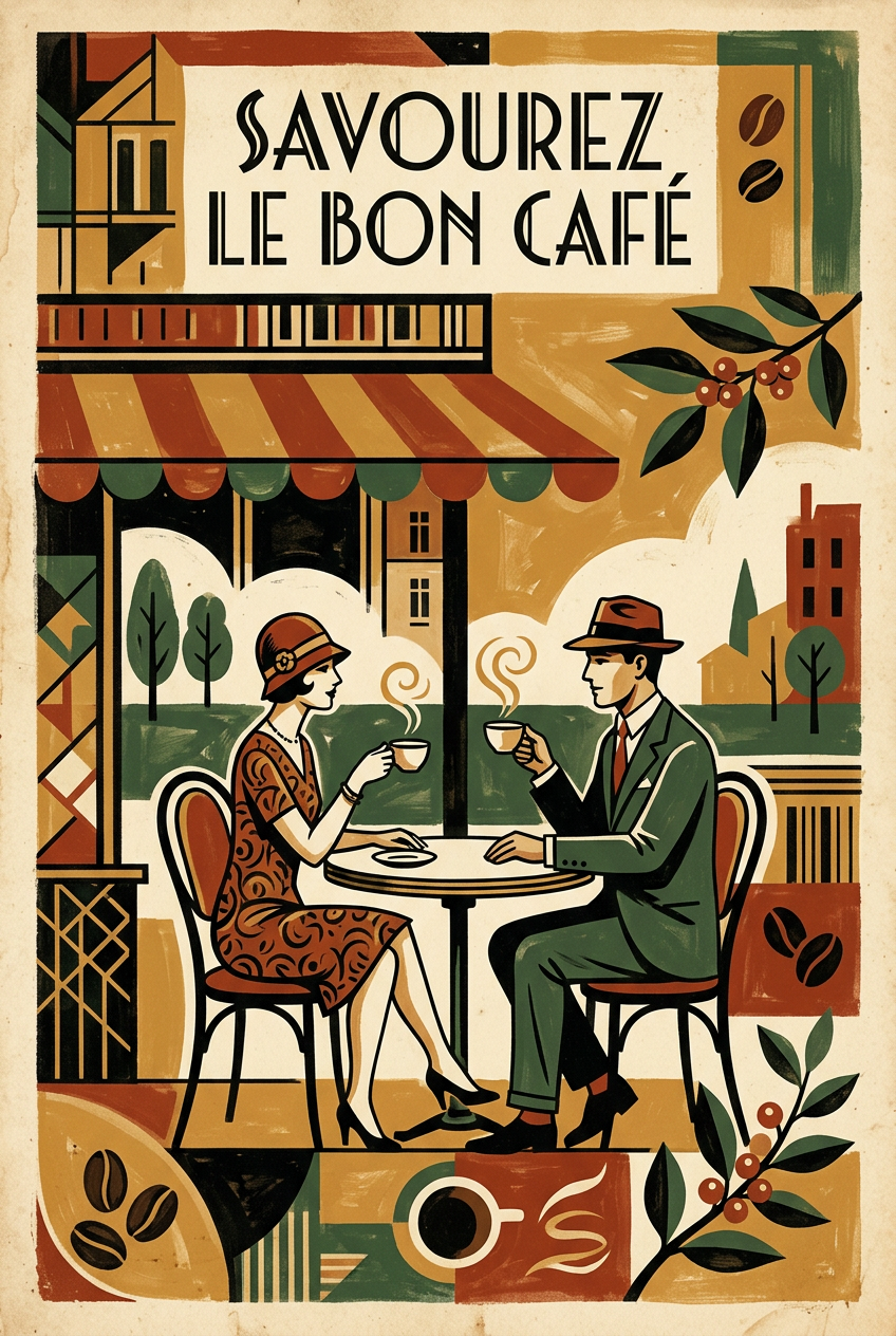 Affiche café vintage, style Art déco | Afich