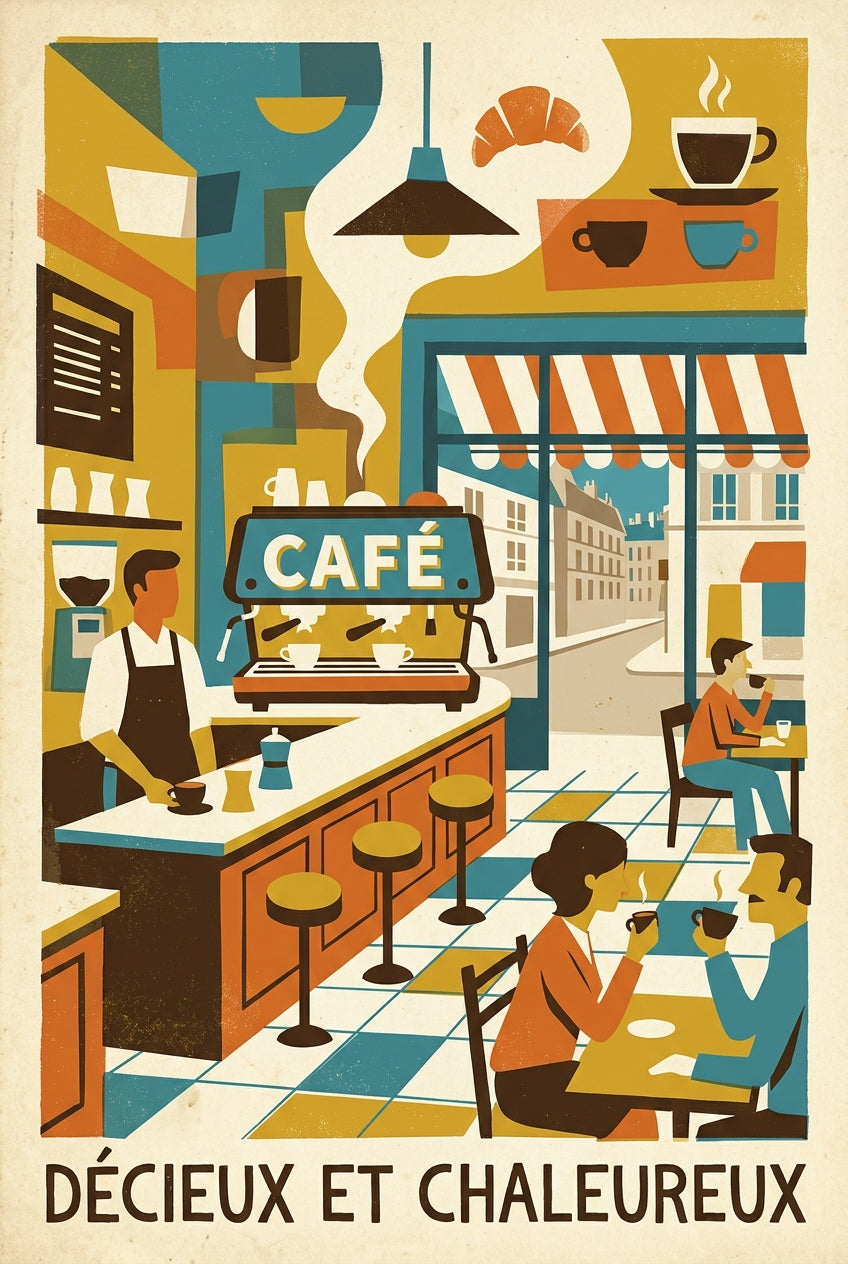 Affiche Café vintage, poster Bistrot parisien | Afich