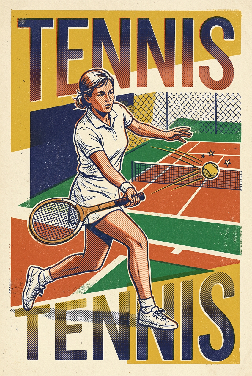 Affiche de tennis vintage, poster terre battue | Afich