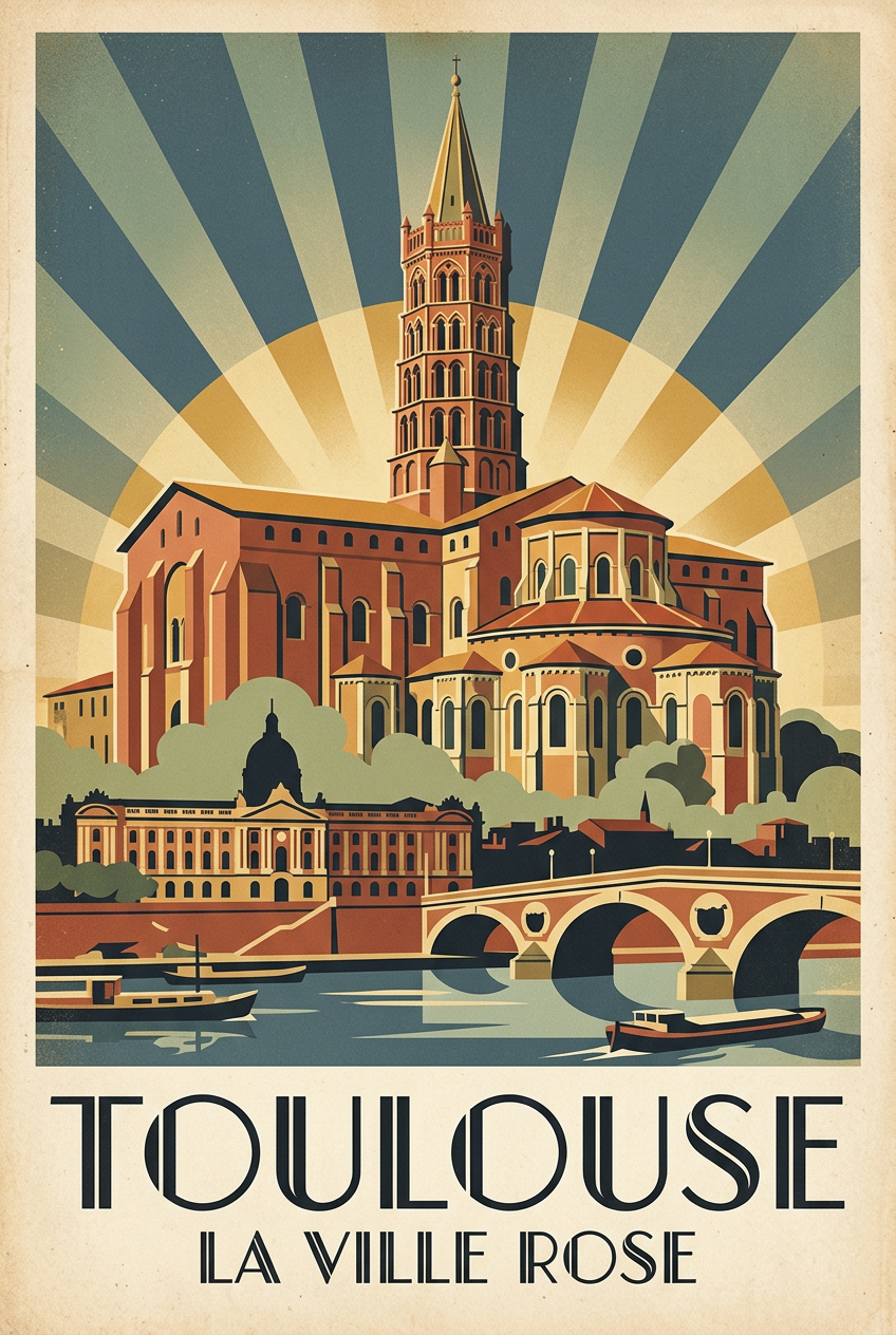 Affiche de Toulouse, poster basilique Saint-Sernin