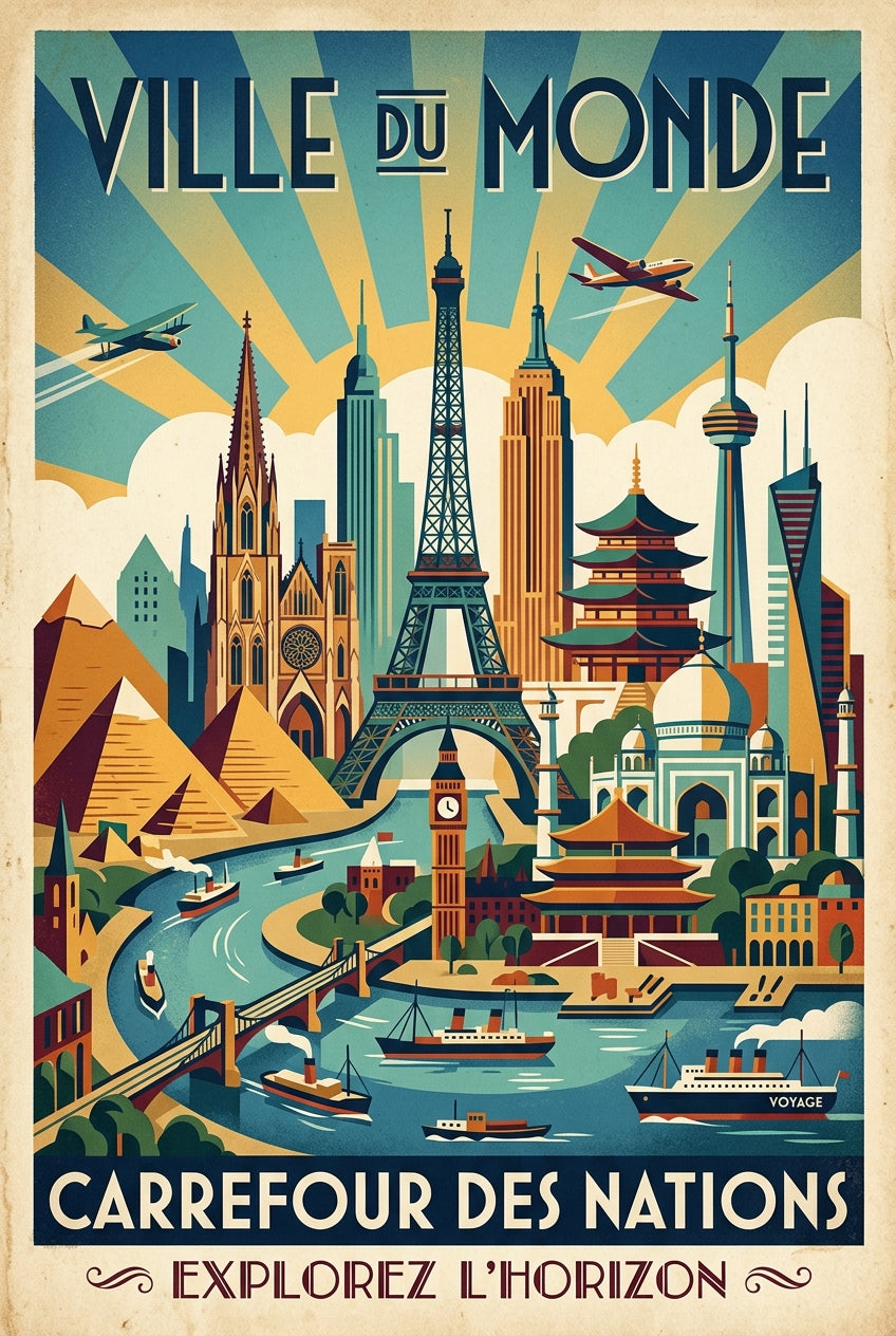 Affiche Ville du Monde, poster monuments vintage | Afich