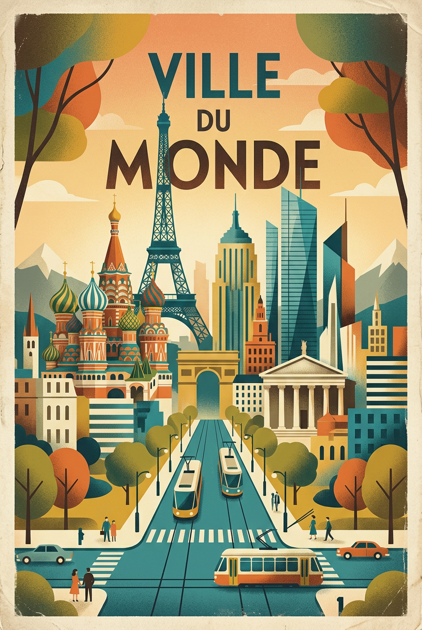 Affiche Ville du Monde vintage, poster déco | Afich