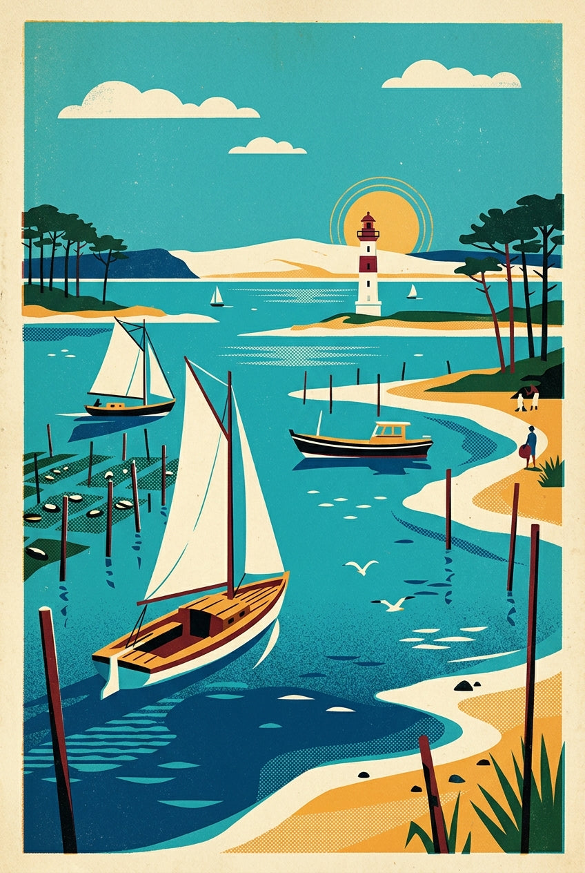 Affiche du Bassin d'Arcachon, phare du Cap Ferret | Afich