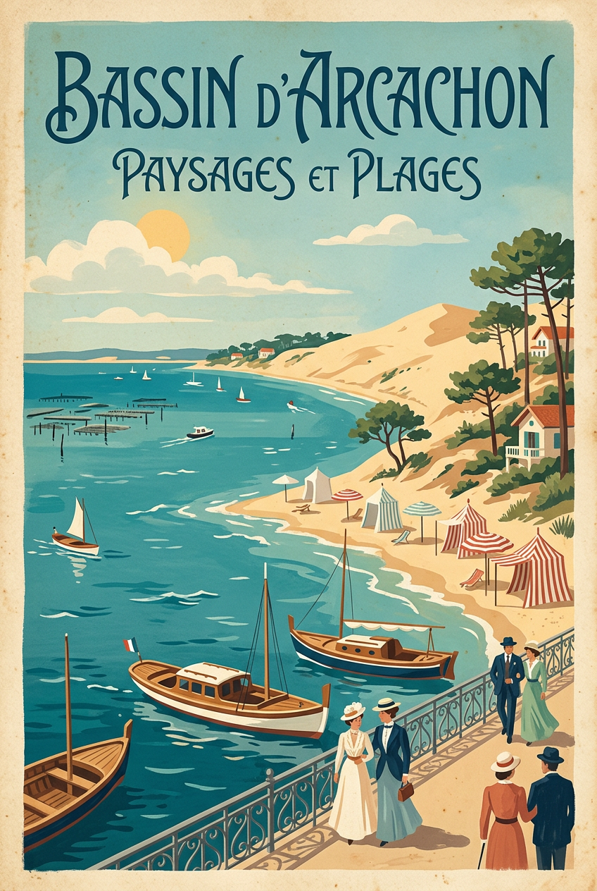 Affiche du Bassin d'Arcachon, style vintage | Afich