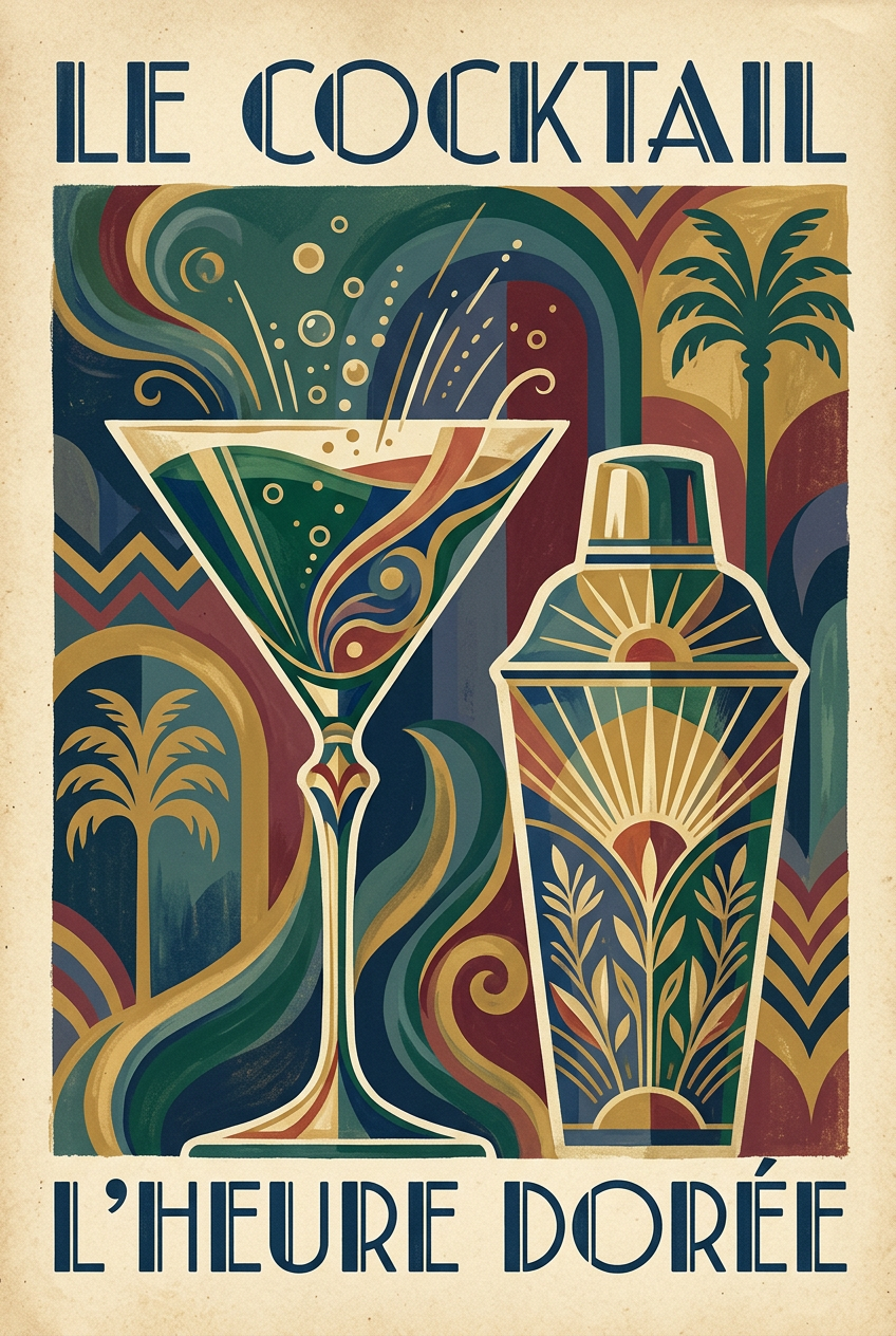 Affiche Le Cocktail, style Art Déco | Afich
