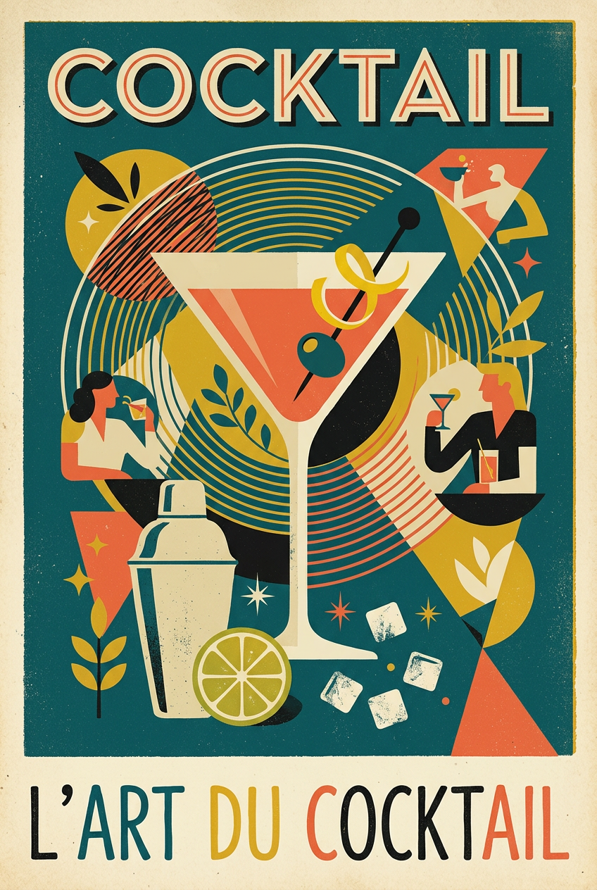Affiche l'Art du Cocktail, style vintage | Afich