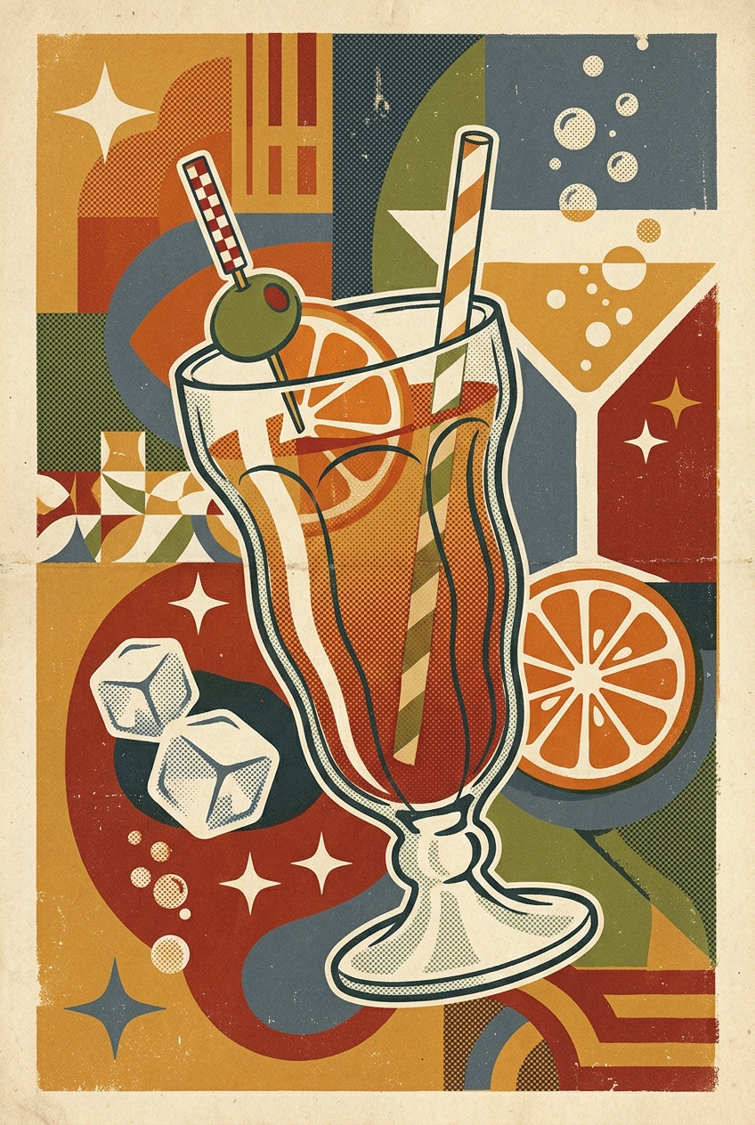 Affiche Cocktail vintage, style géométrique | Afich