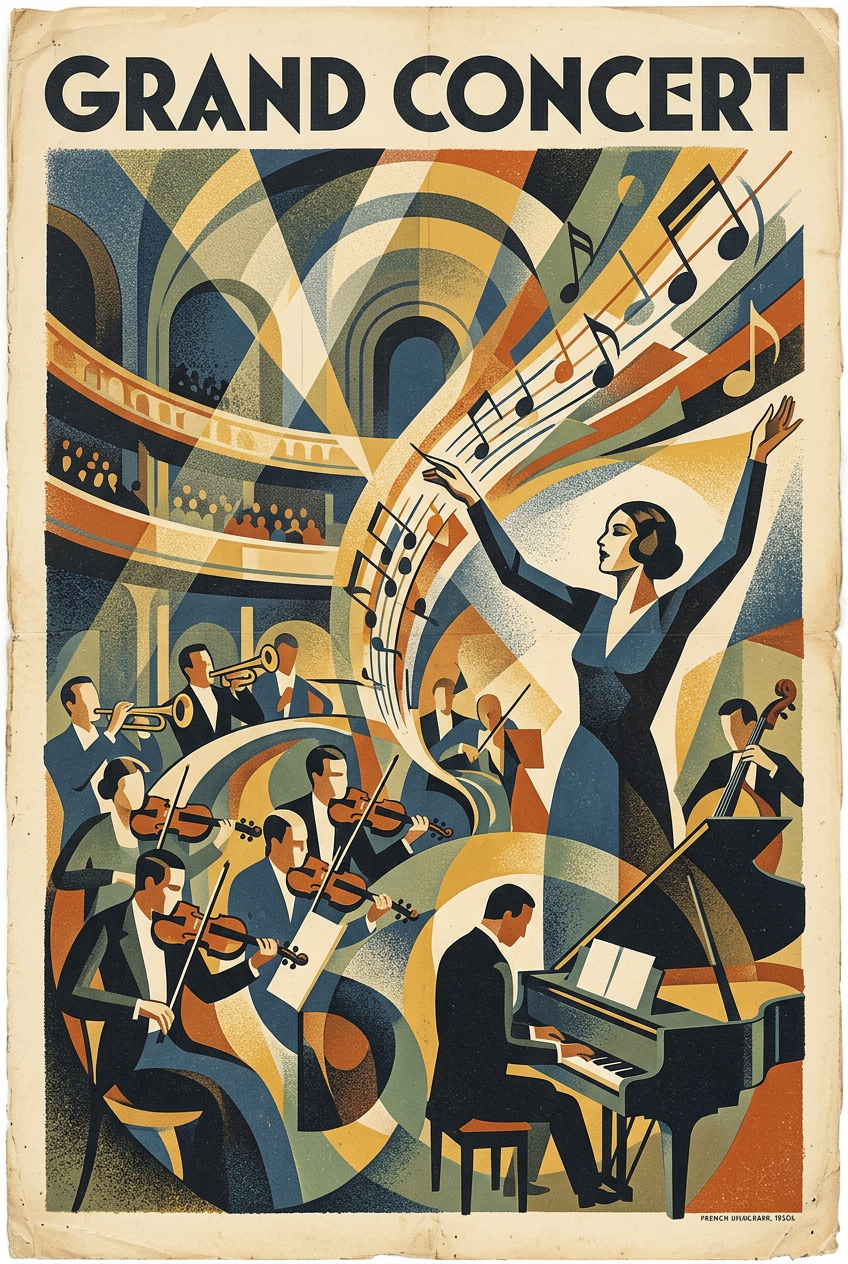 Affiche Grand Concert, poster orchestre vintage | Afich