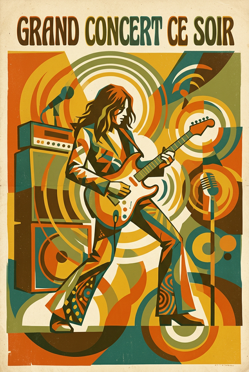Affiche de concert vintage, poster rock | Afich