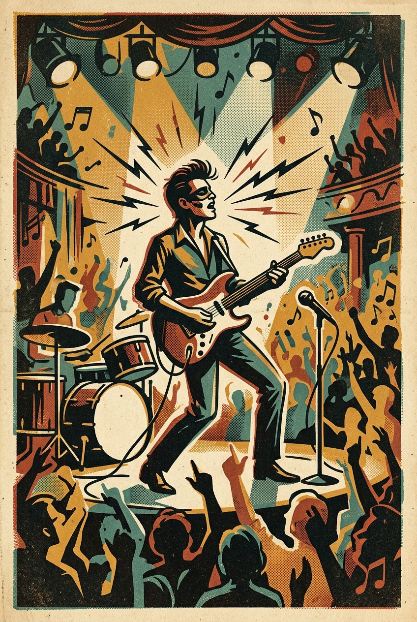 Affiche Rock vintage, poster style rétro concert | Afich