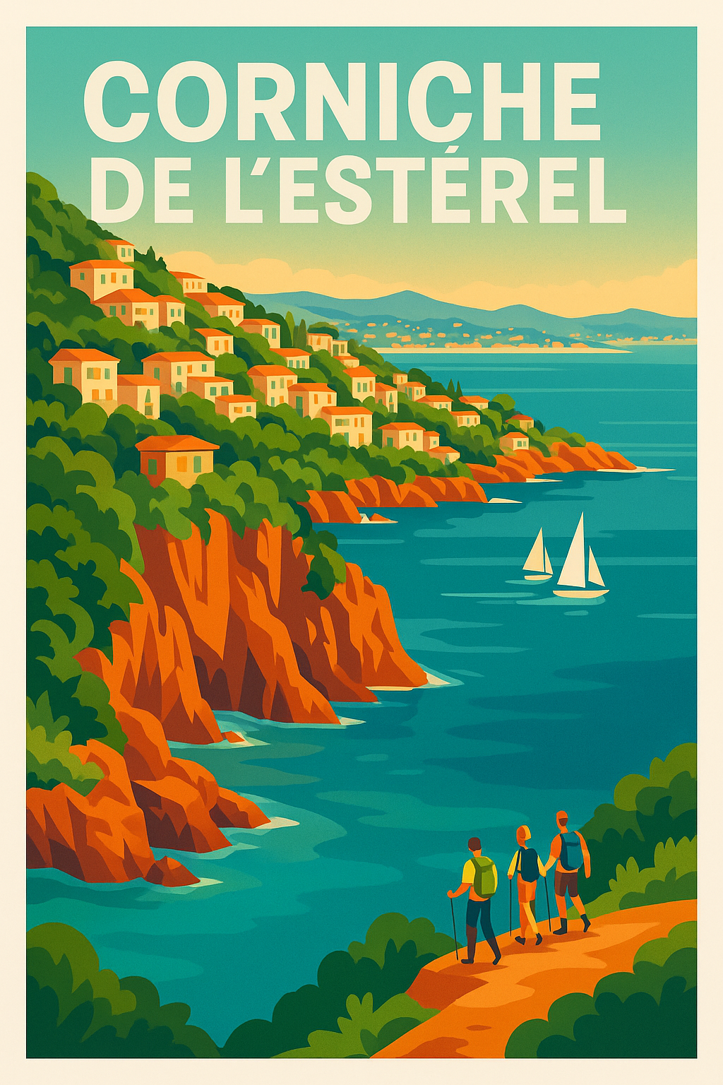 Affiche de Corniche de l'Estérel - L'éclat de la roche rouge et de l'azur