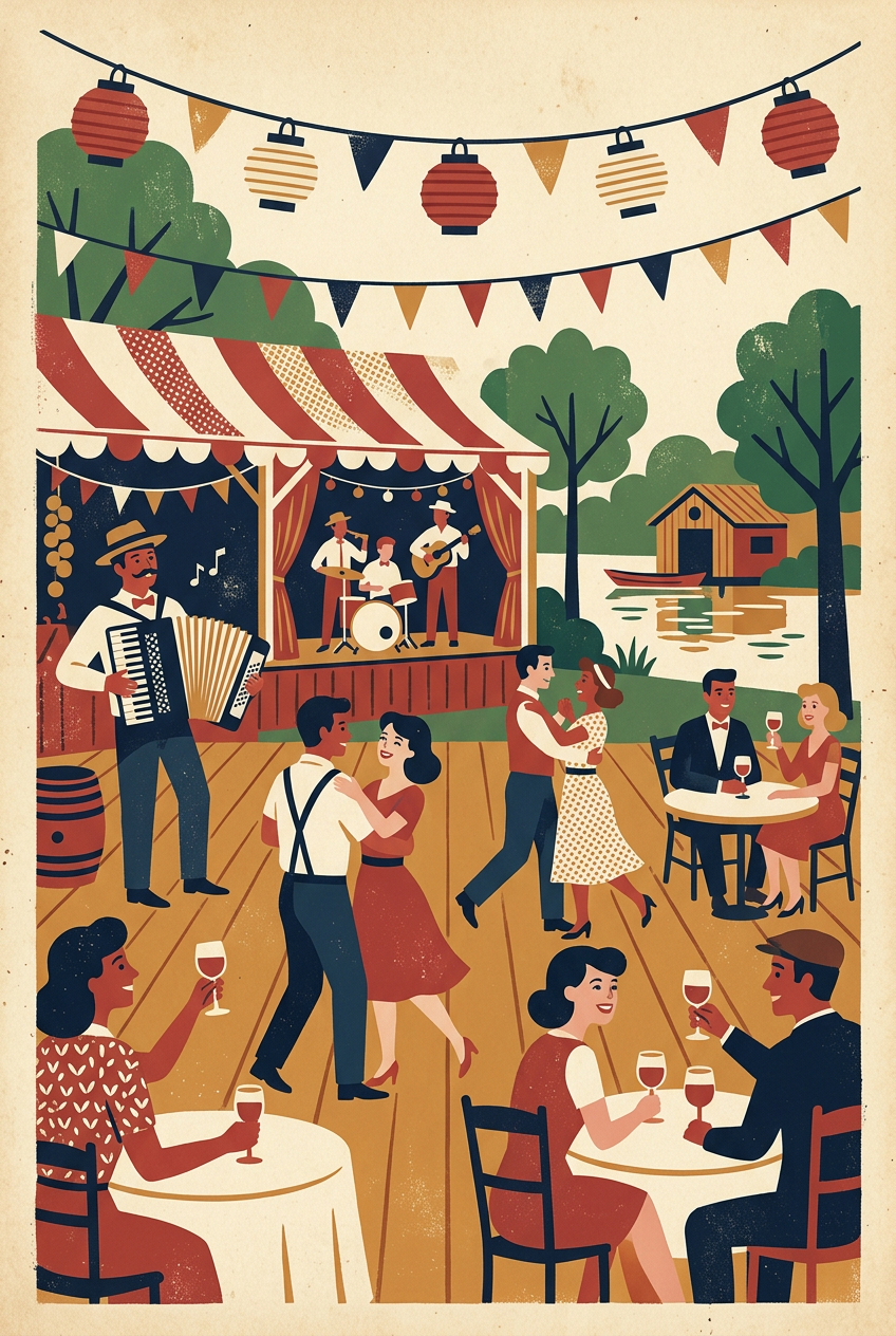 Affiche bal musette, poster guinguette vintage | Afich