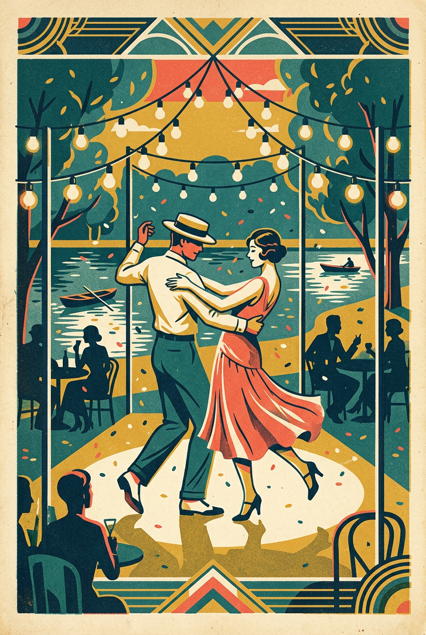 Affiche de guinguette vintage, poster bal musette | Afich