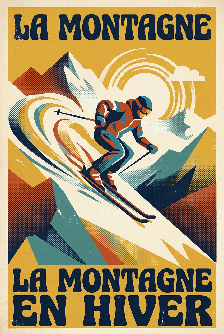 Affiche de montagne vintage, poster de ski | Afich