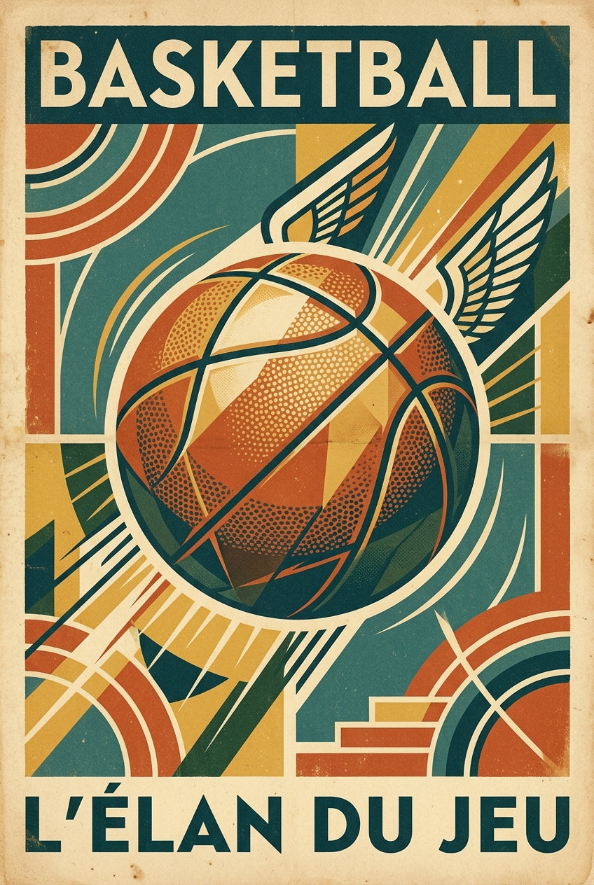Affiche de basket vintage, poster de sport | Afich