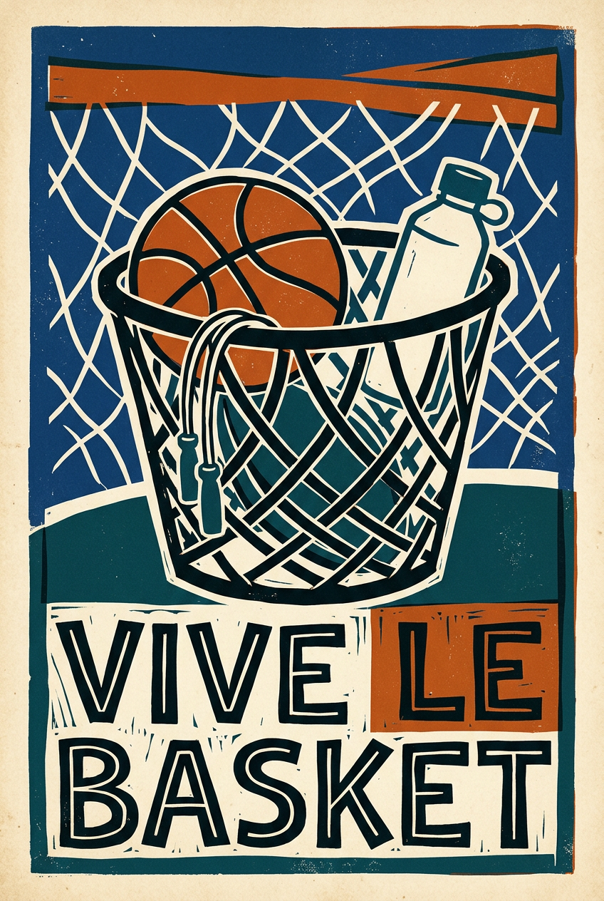 Affiche Vive le Basket, poster rétro sport | Afich
