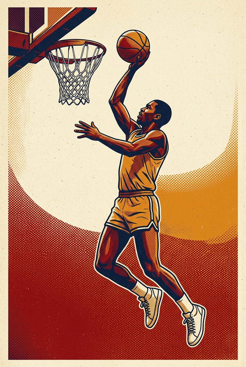 Affiche de basketball vintage, poster de sport | Afich