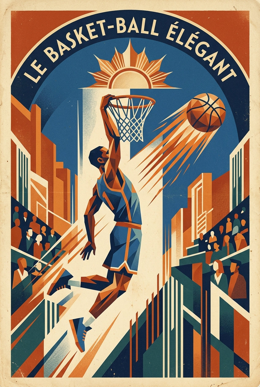 Affiche de basket-ball vintage, style rétro | Afich
