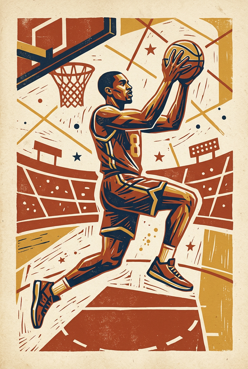 Affiche de basketball vintage, poster sport | Afich