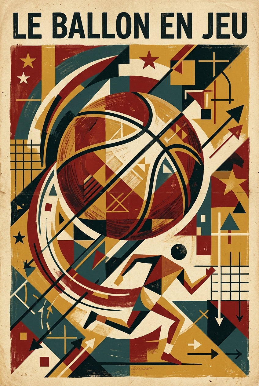 Affiche de basket vintage, poster Le Ballon en Jeu | Afich